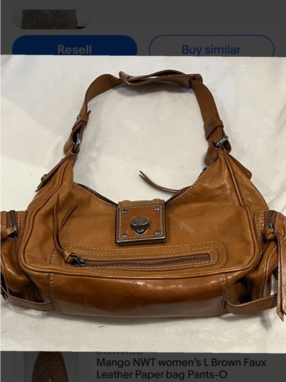 Cognac leather turn lock camera bag - quality leather bag - similar to Chloe